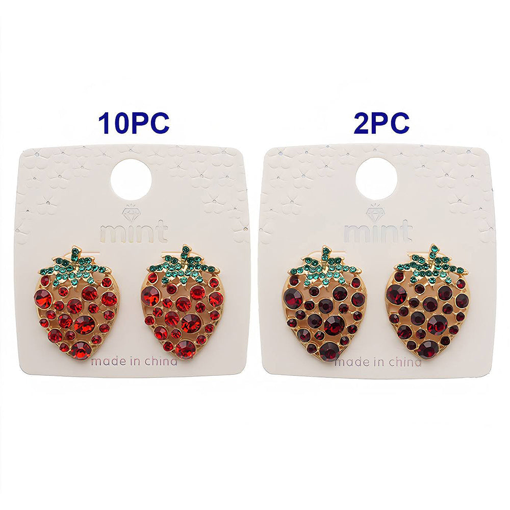 Rhinestone Strawberry Earring