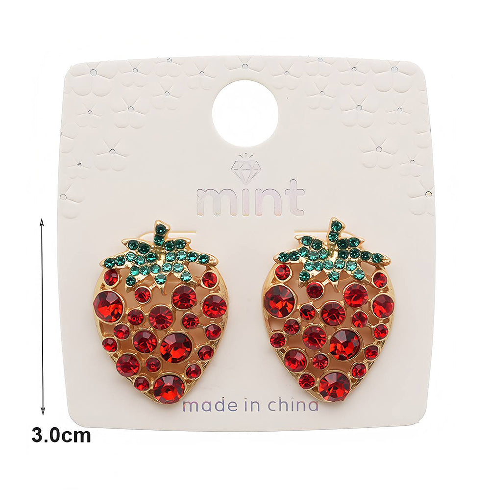 Rhinestone Strawberry Earring