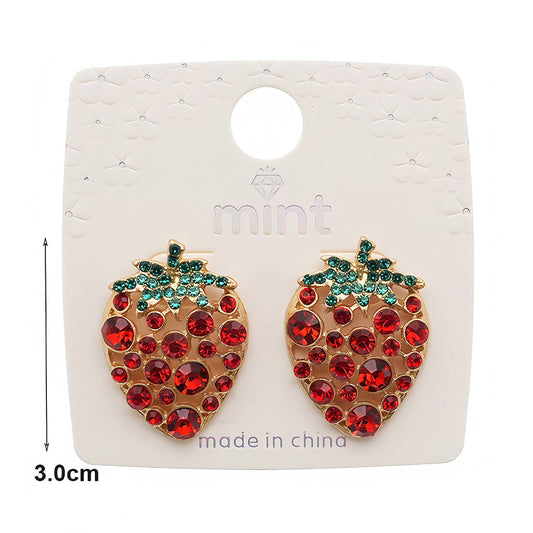 Rhinestone Strawberry Earring