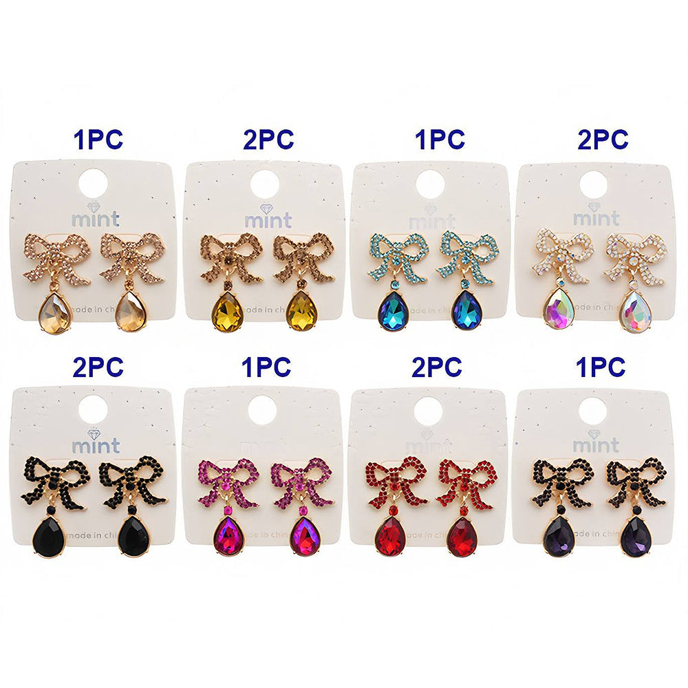 Rhinestone Bow Crystal Drop Earring