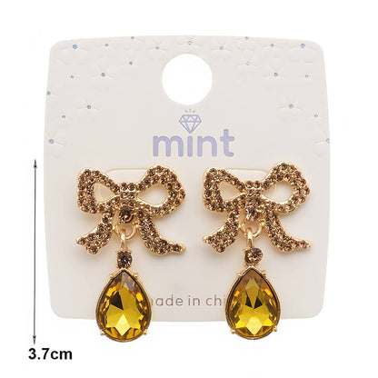 Rhinestone Bow Crystal Drop Earring