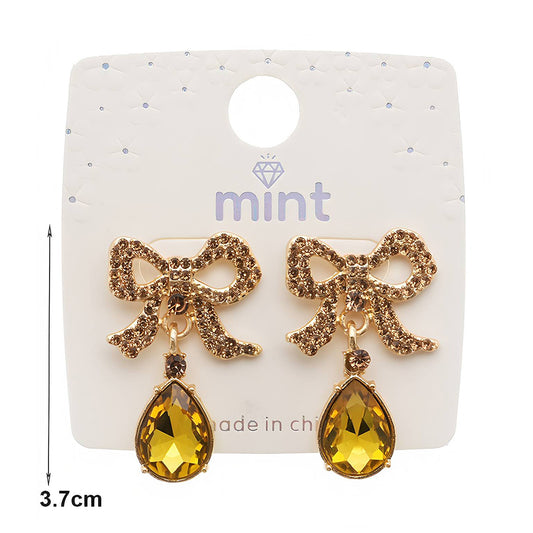 Rhinestone Bow Crystal Drop Earring