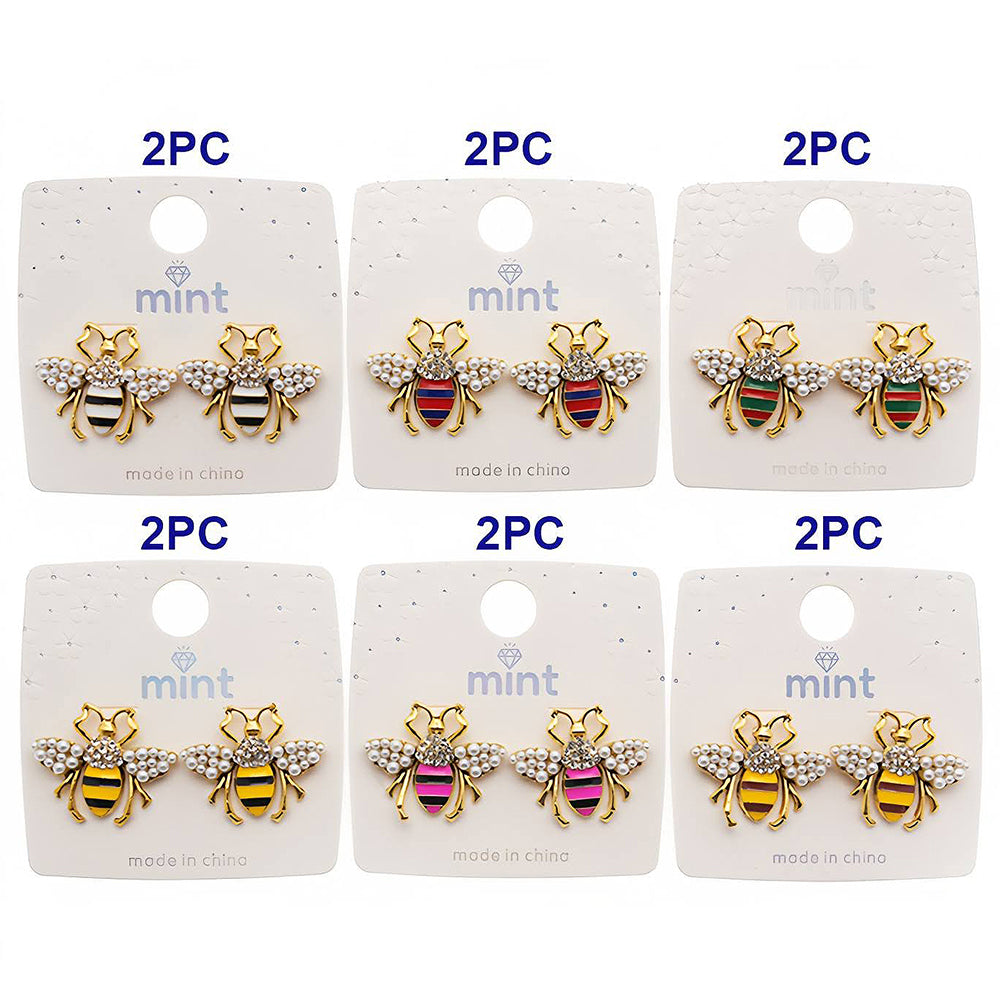 Rhinestone & Pearl Encrusted Honey Bee Earring