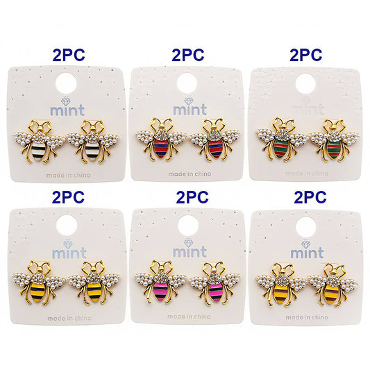 Rhinestone & Pearl Encrusted Honey Bee Earring