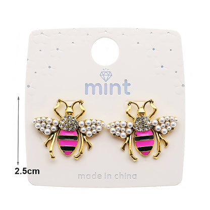 Rhinestone & Pearl Encrusted Honey Bee Earring