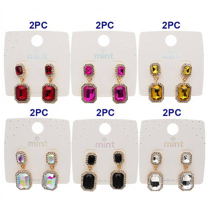 Emerald Cut Halo Drop Earring