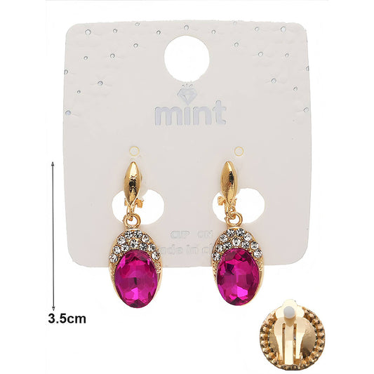 Clip On Crystal Drop Earring