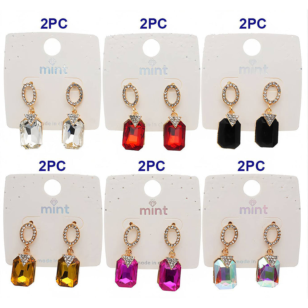 Geometric Crystal Drop Earring