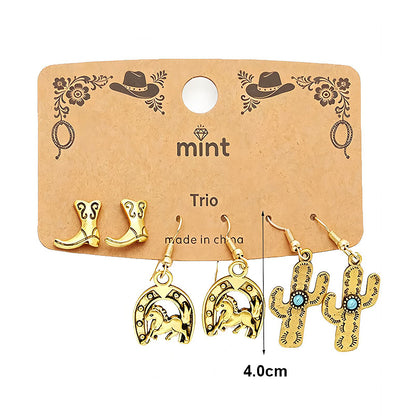 3 Pair Western Style Earring Set