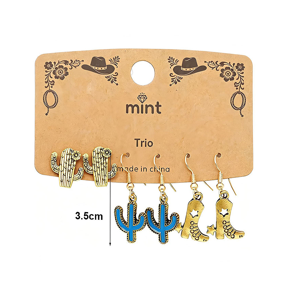 3 Pair Western Style Earring Set