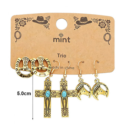 3 Pair Western Style Earring Set