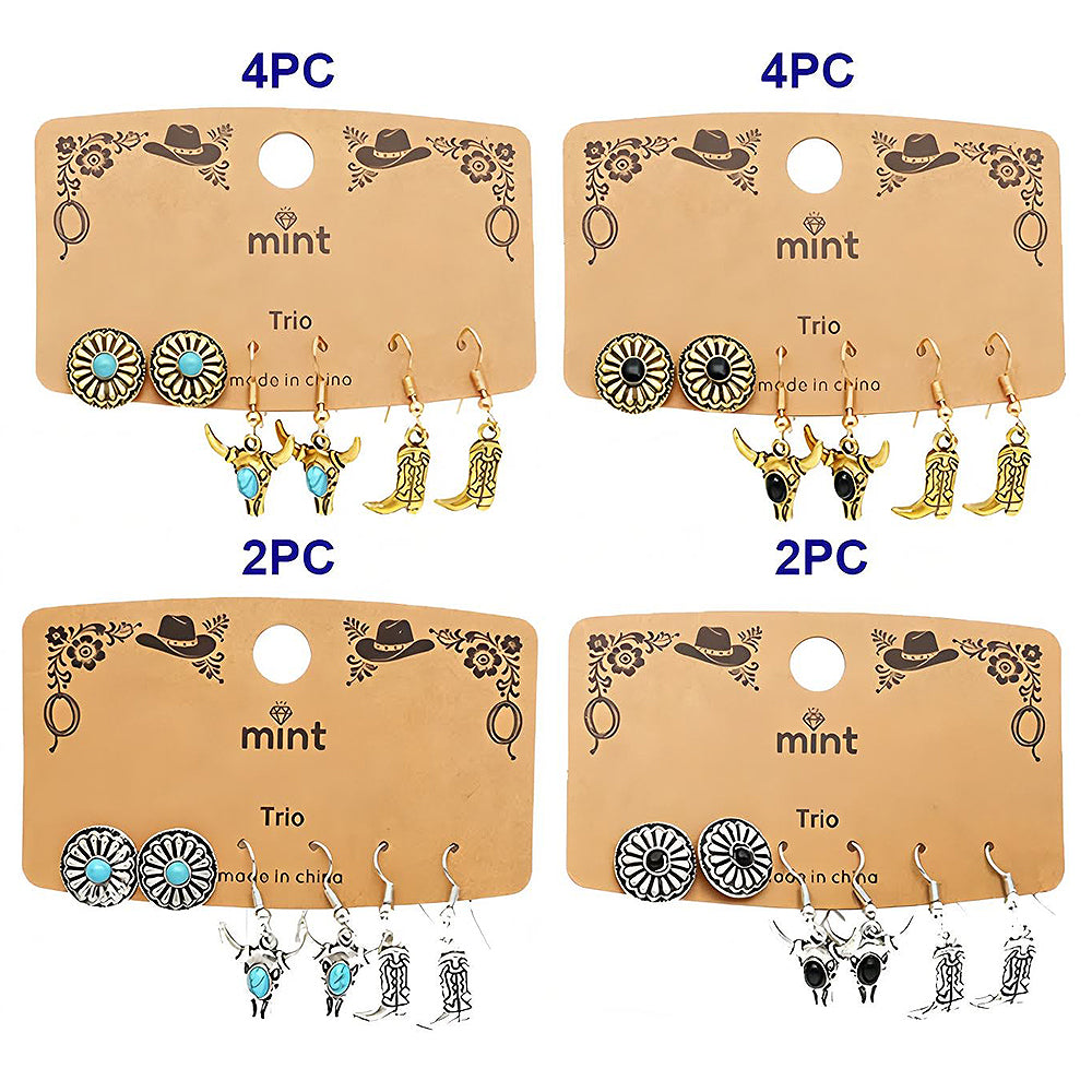 3 Pair Western Style Earring Set