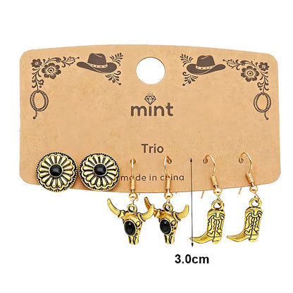 3 Pair Western Style Earring Set