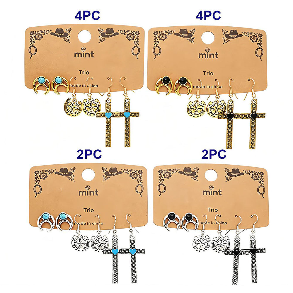 3 Pair Western Style Earring Set