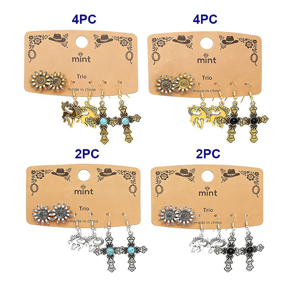 3 Pair Western Style Earring Set