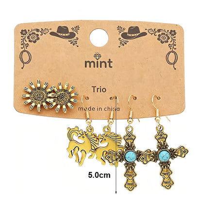 3 Pair Western Style Earring Set