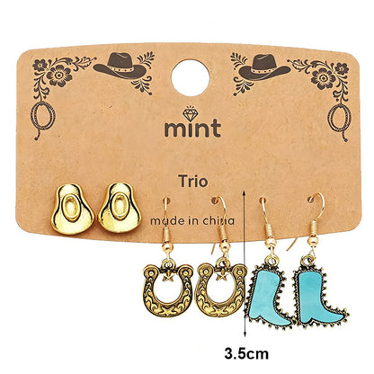 3 Pair Western Style Earring Set
