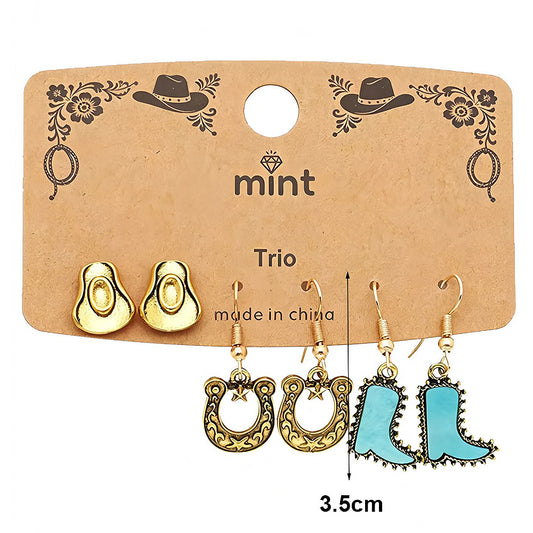 3 Pair Western Style Earring Set