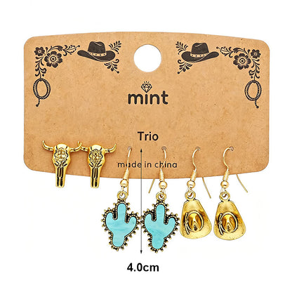 3 Pair Western Style Earring Set