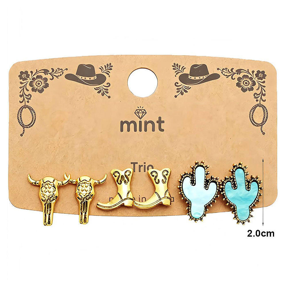 3 Pair Western Style Earring Set