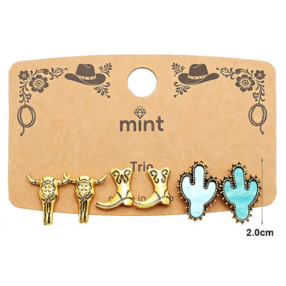 3 Pair Western Style Earring Set