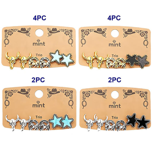 3 Pair Western Style Earring Set