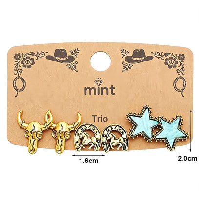 3 Pair Western Style Earring Set