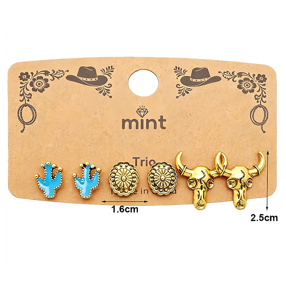 3 Pair Western Style Earring Set