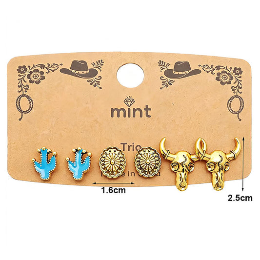 3 Pair Western Style Earring Set