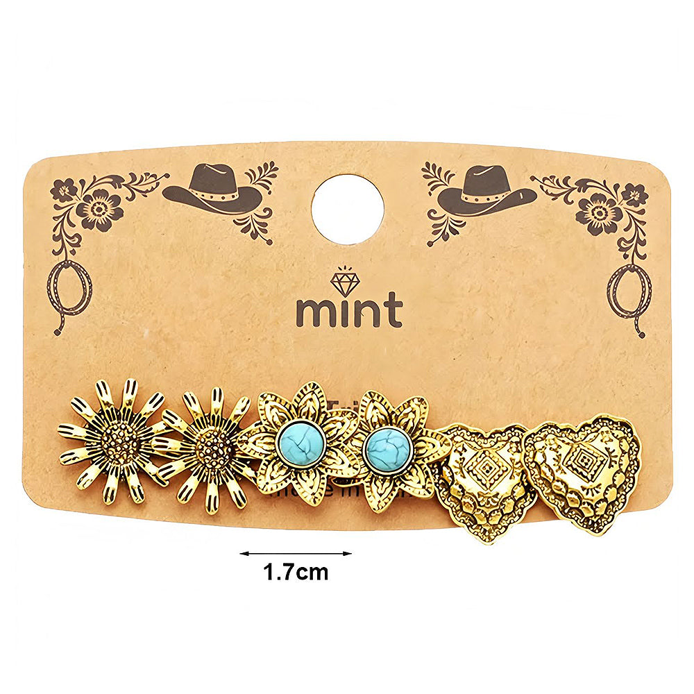 3 Pair Western Style Earring Set
