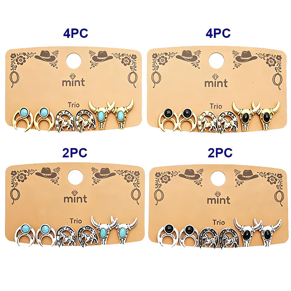 3 Pair Western Style Earring Set