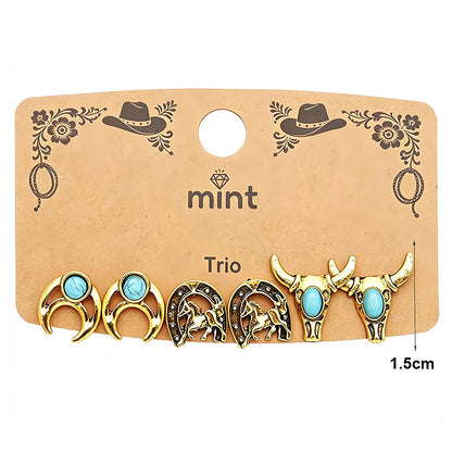 3 Pair Western Style Earring Set