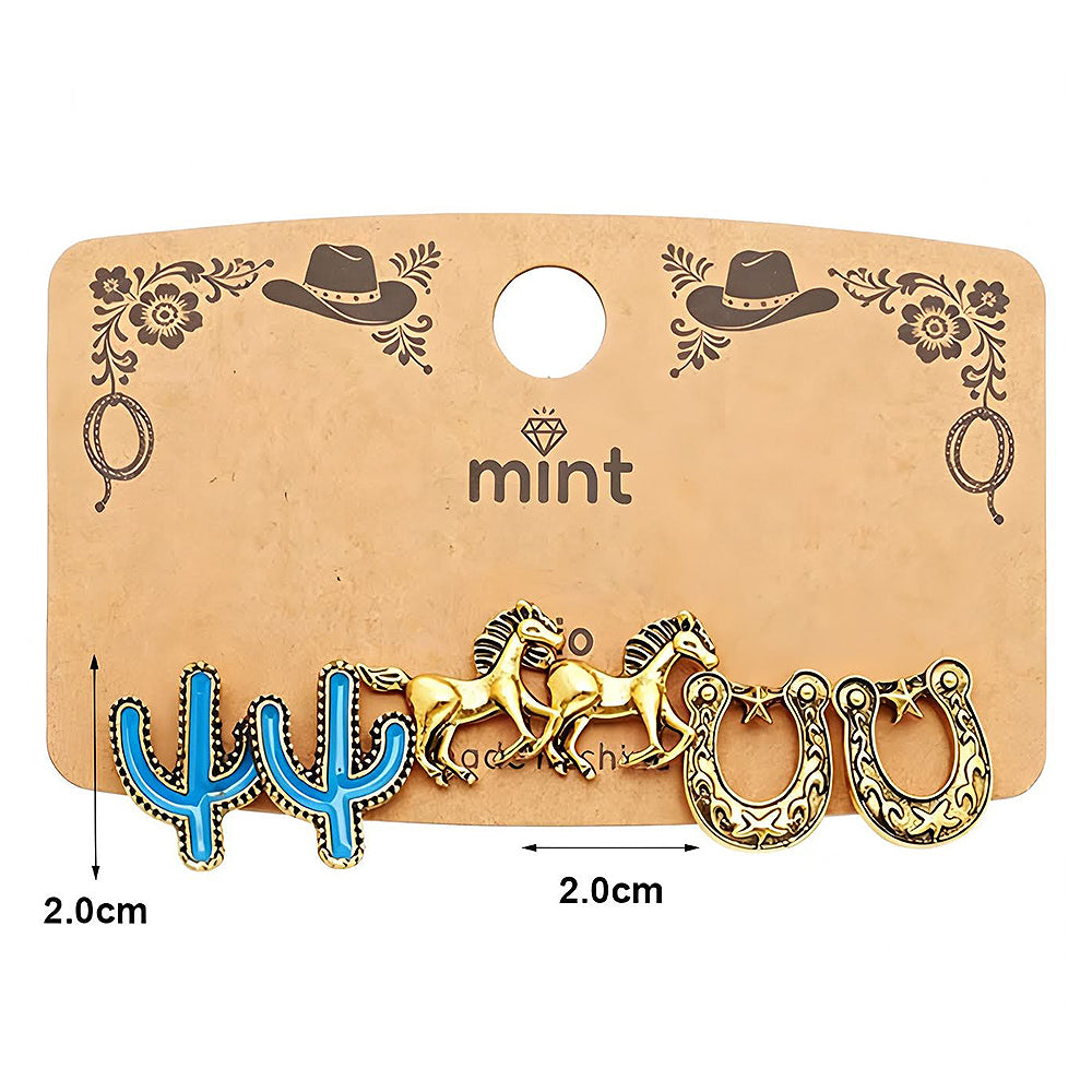 3 Pair Western Style Earring Set