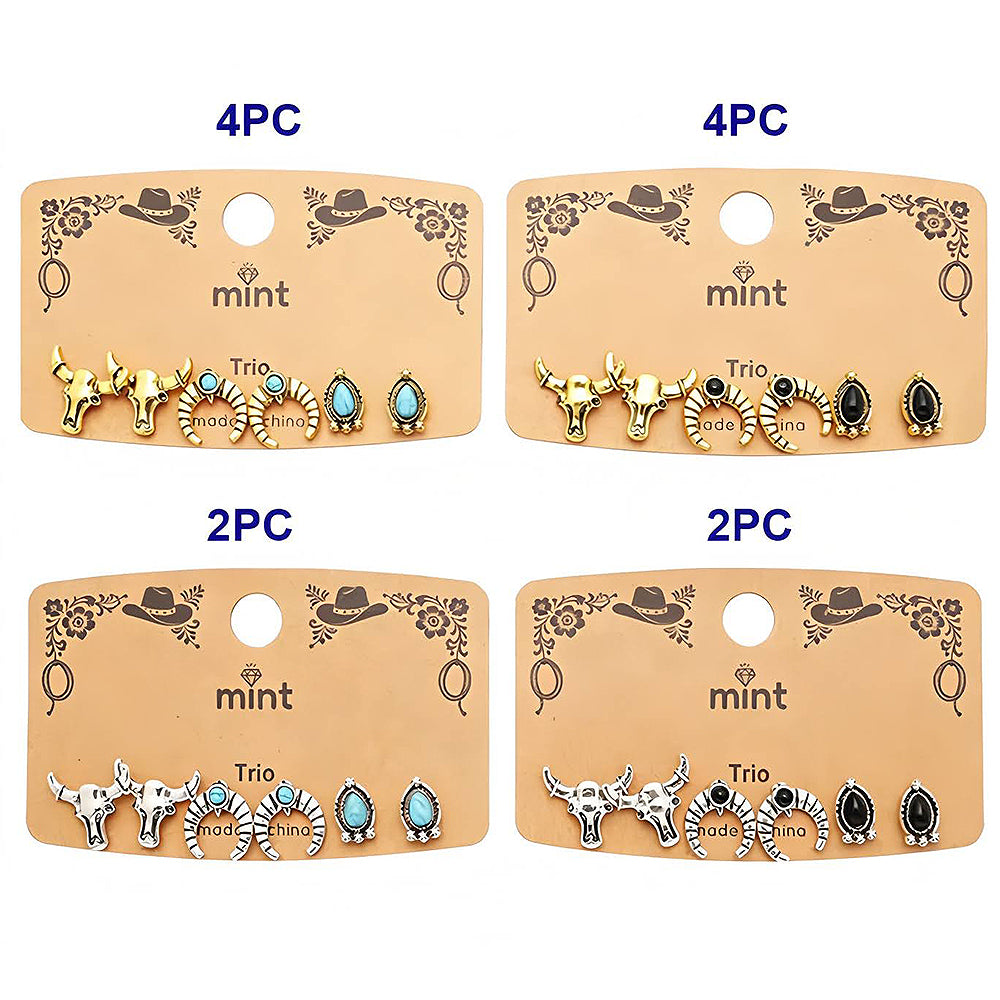 3 Pair Western Style Earring Set