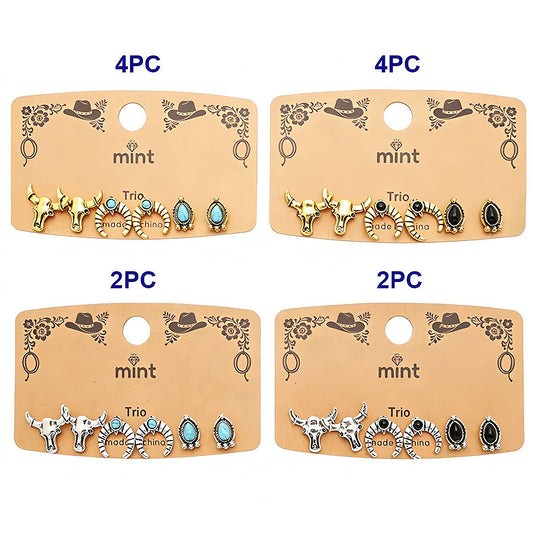 3 Pair Western Style Earring Set