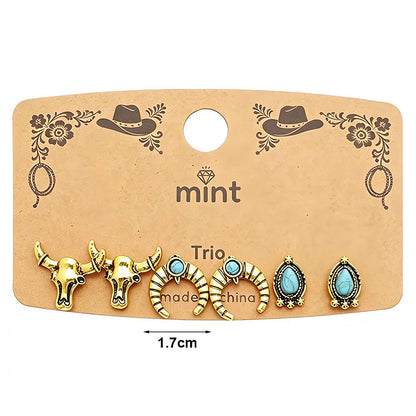 3 Pair Western Style Earring Set