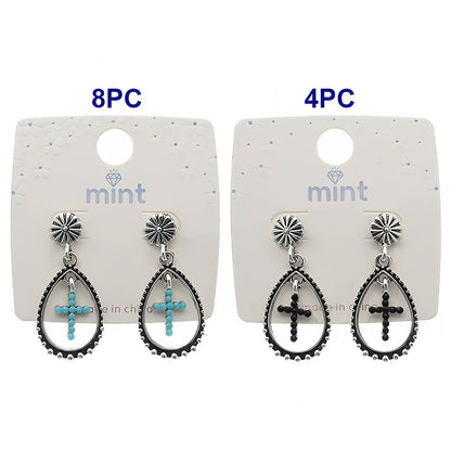 Western Style Turquoise Cross Earring