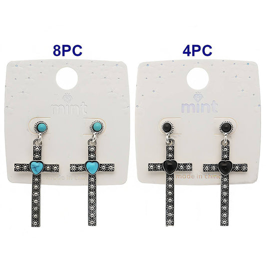 Western Style Turquoise Cross Earring
