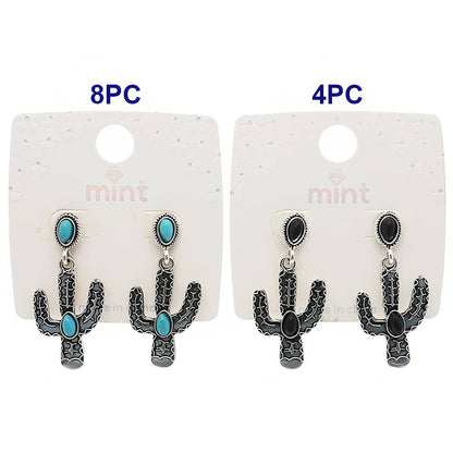 Western Style Turquoise Cactus Earring