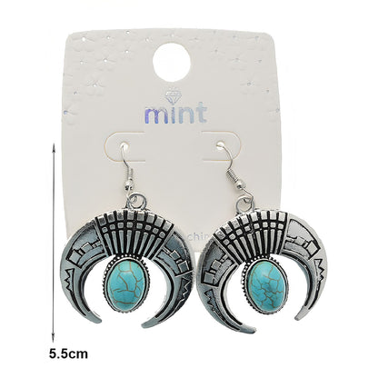 Southwestern Naja Crescent Moon Turquoise Earring