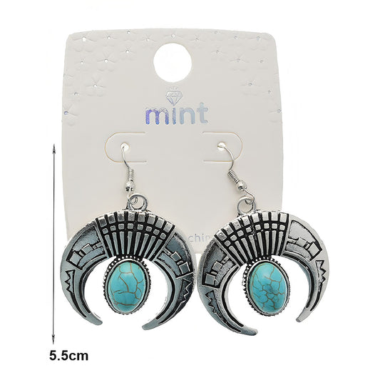 Southwestern Naja Crescent Moon Turquoise Earring