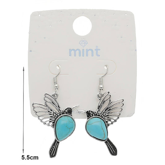 Southwestern Turquoise Hummingbird Dangle Earring