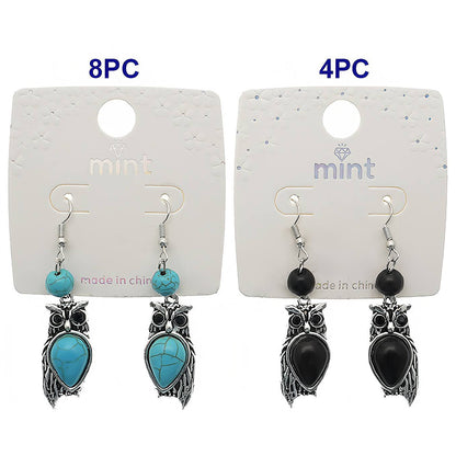 Southwestern Turquoise Owl Dangle Earring
