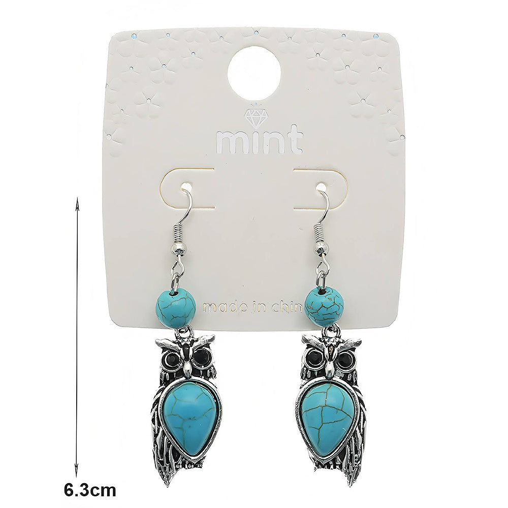 Southwestern Turquoise Owl Dangle Earring