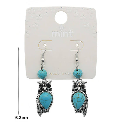 Southwestern Turquoise Owl Dangle Earring