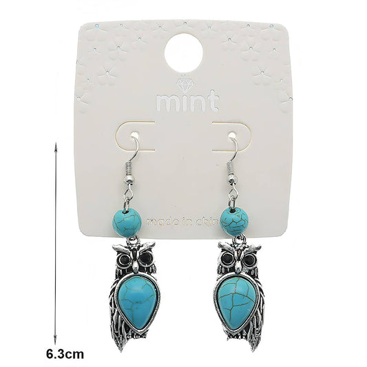 Southwestern Turquoise Owl Dangle Earring