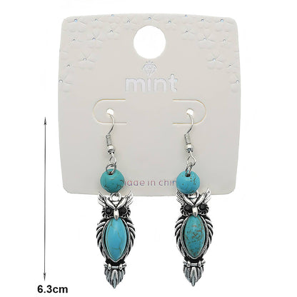 Southwestern Turquoise Owl Dangle Earring