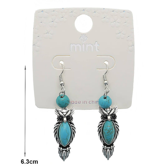 Southwestern Turquoise Owl Dangle Earring