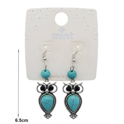 Southwestern Turquoise Owl Dangle Earring