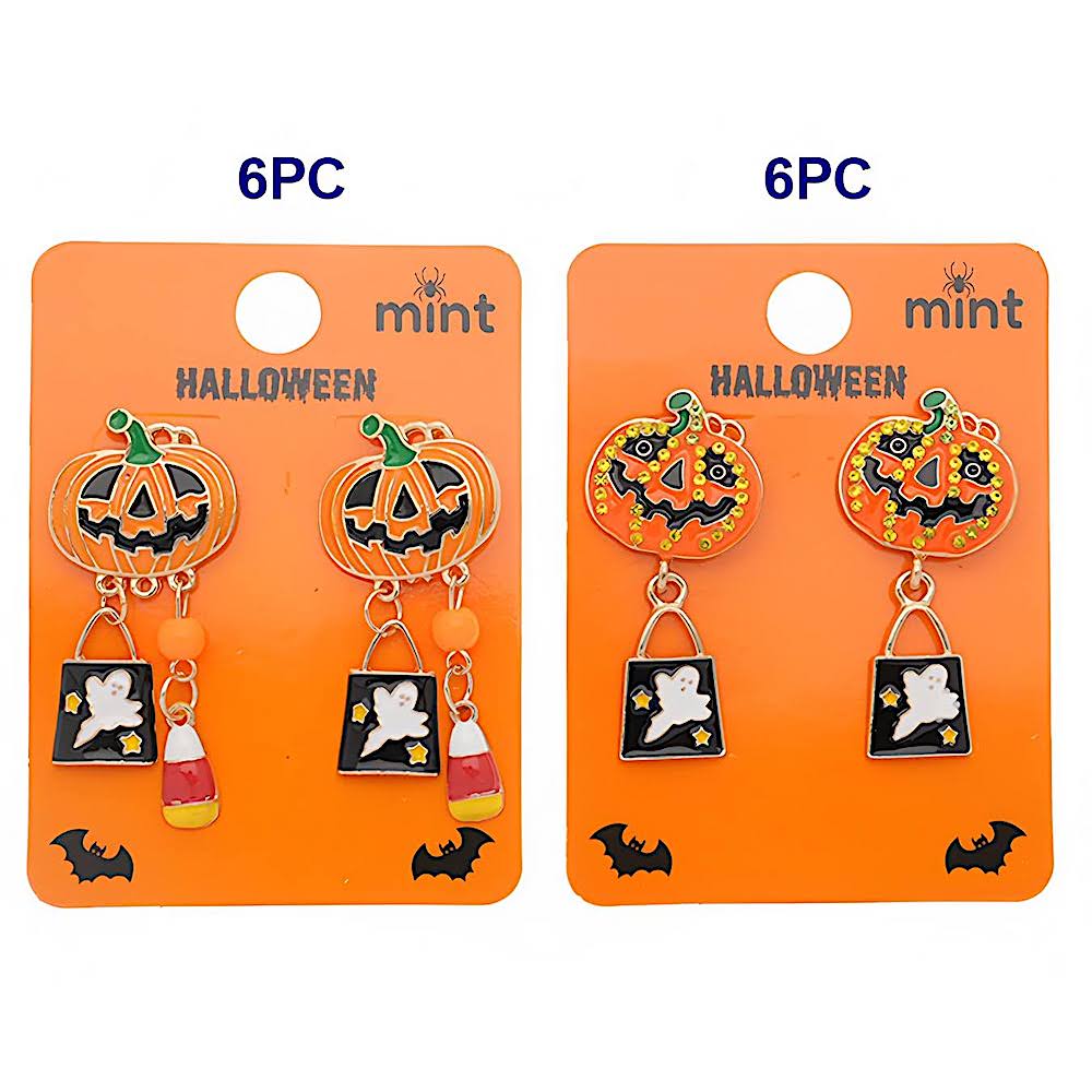 Enamel Halloween Pumpkin Dangle Earring